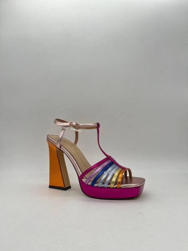SPEZIAL - Sandalo Multi/Argento/Fucsia art.7665 - Donna