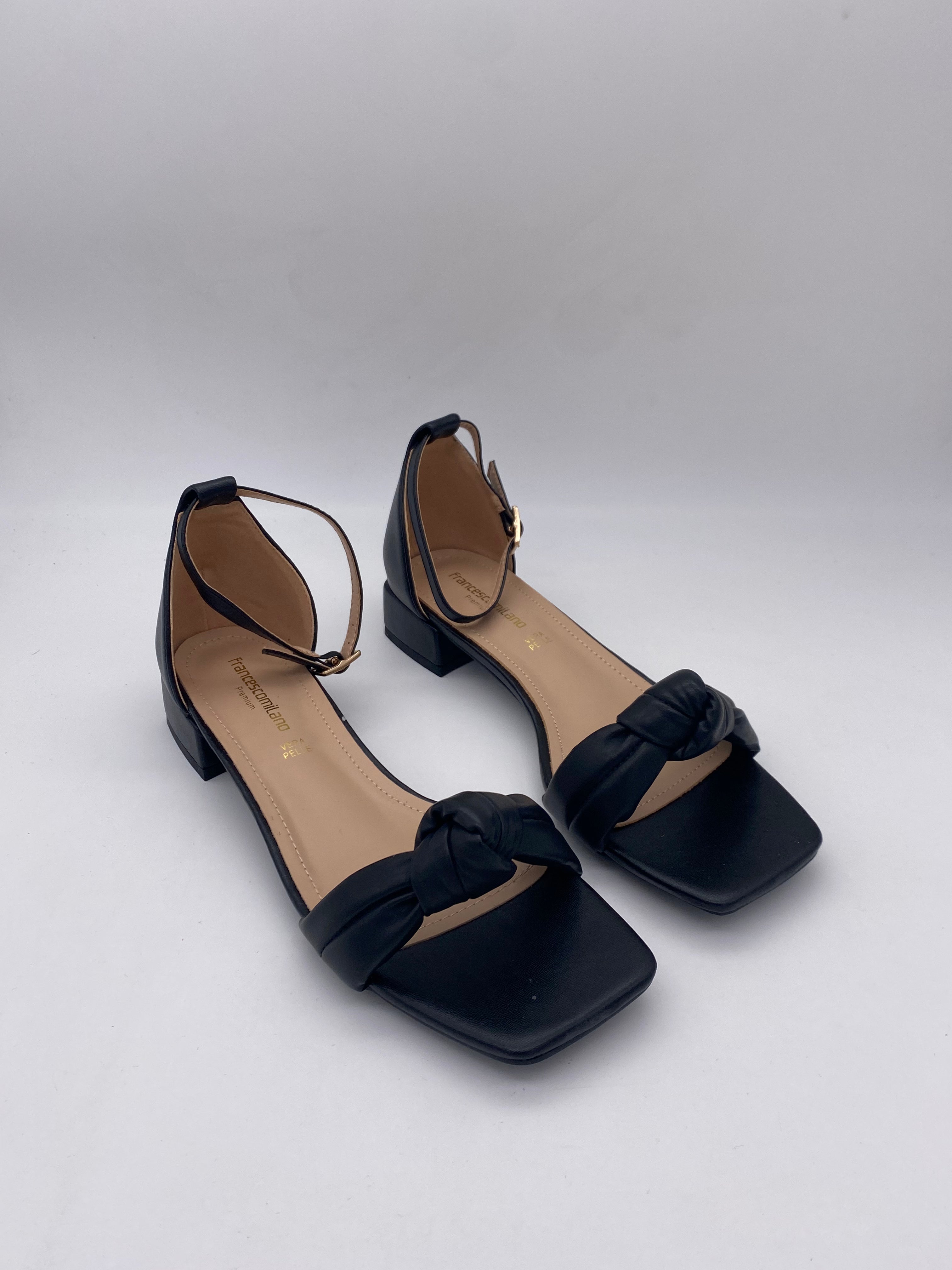 F.MILANO - Sandali Basso Fiocco Nero - Donna