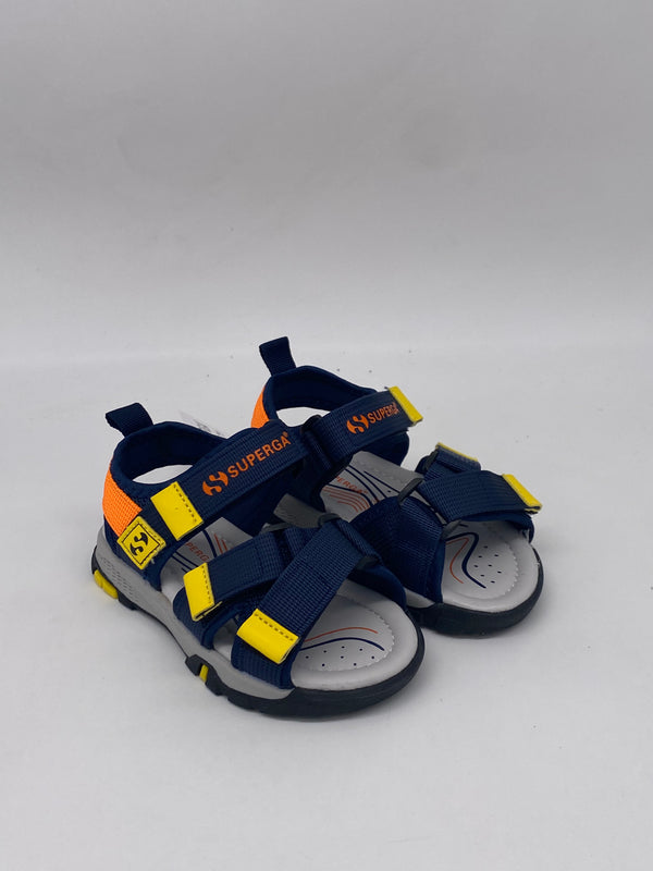 SUPERGA - Sandali Velcro Blu/Arancio - PRIMI PASSI