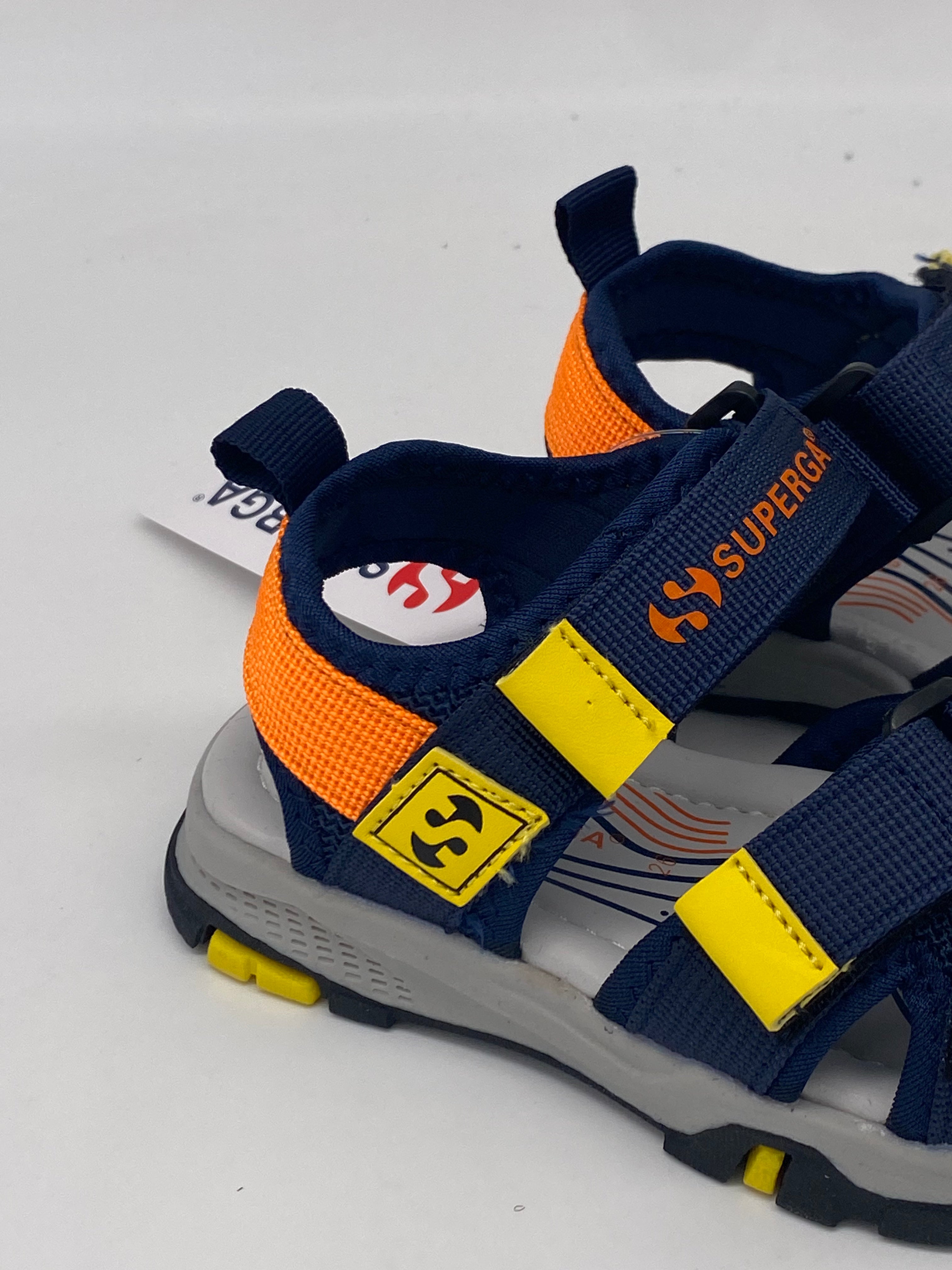 SUPERGA - Sandali Velcro Blu/Arancio - PRIMI PASSI