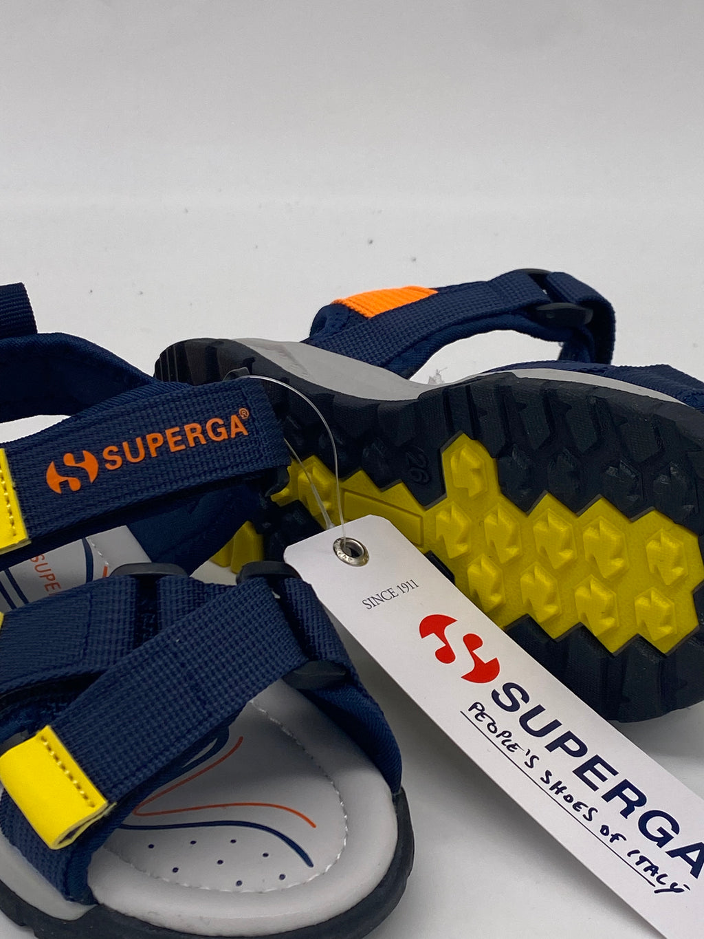 SUPERGA - Sandali Velcro Blu/Arancio - PRIMI PASSI