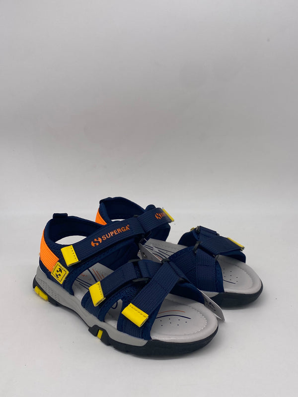 SUPERGA - Sandali Velcro Blu/Arancio - BAM