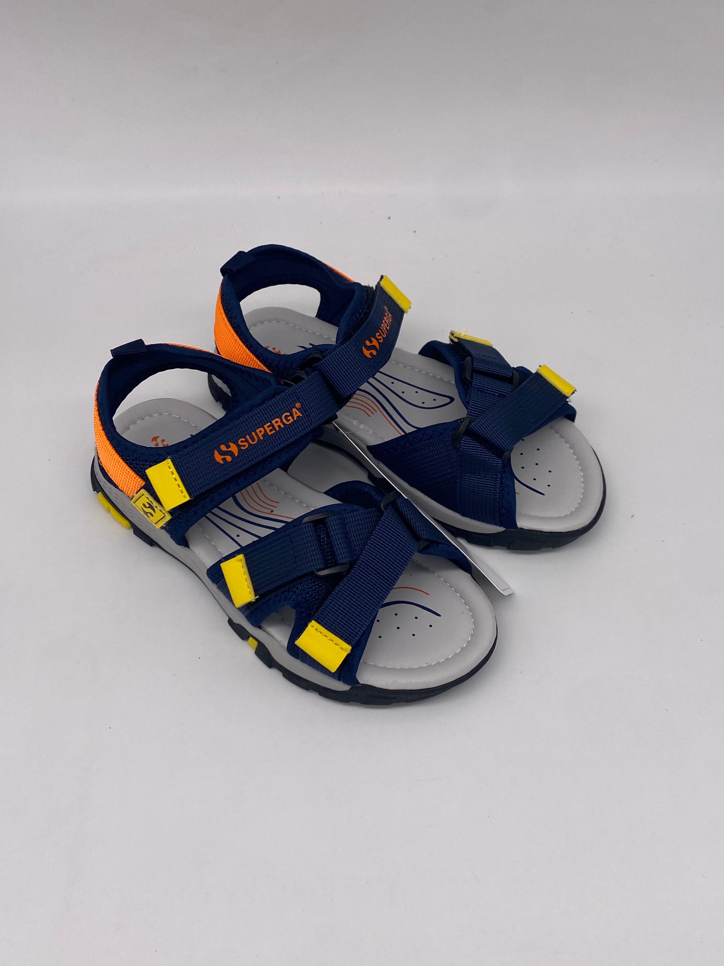 SUPERGA - Sandali Velcro Blu/Arancio - BAM