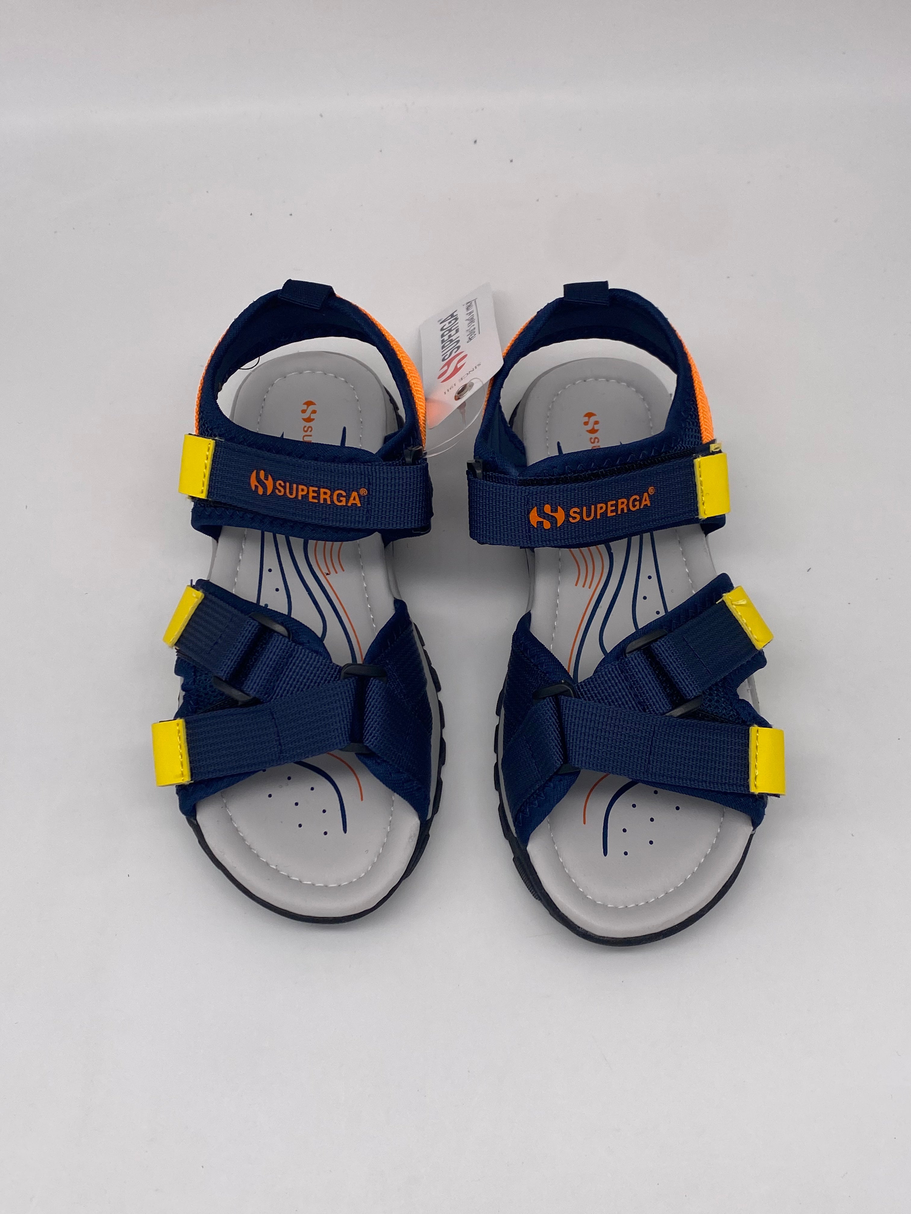SUPERGA - Sandali Velcro Blu/Arancio - BAM