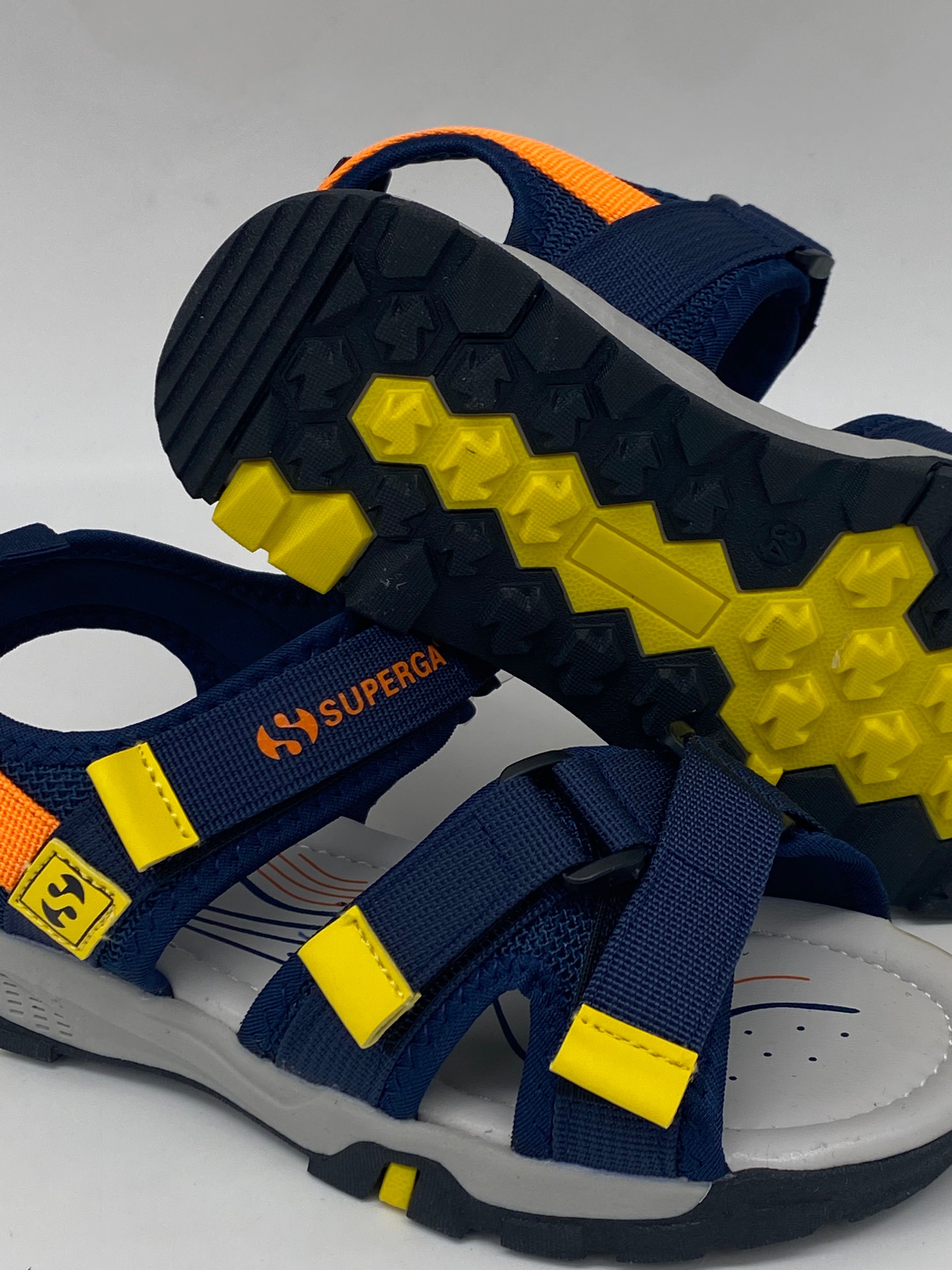 SUPERGA - Sandali Velcro Blu/Arancio - BAM