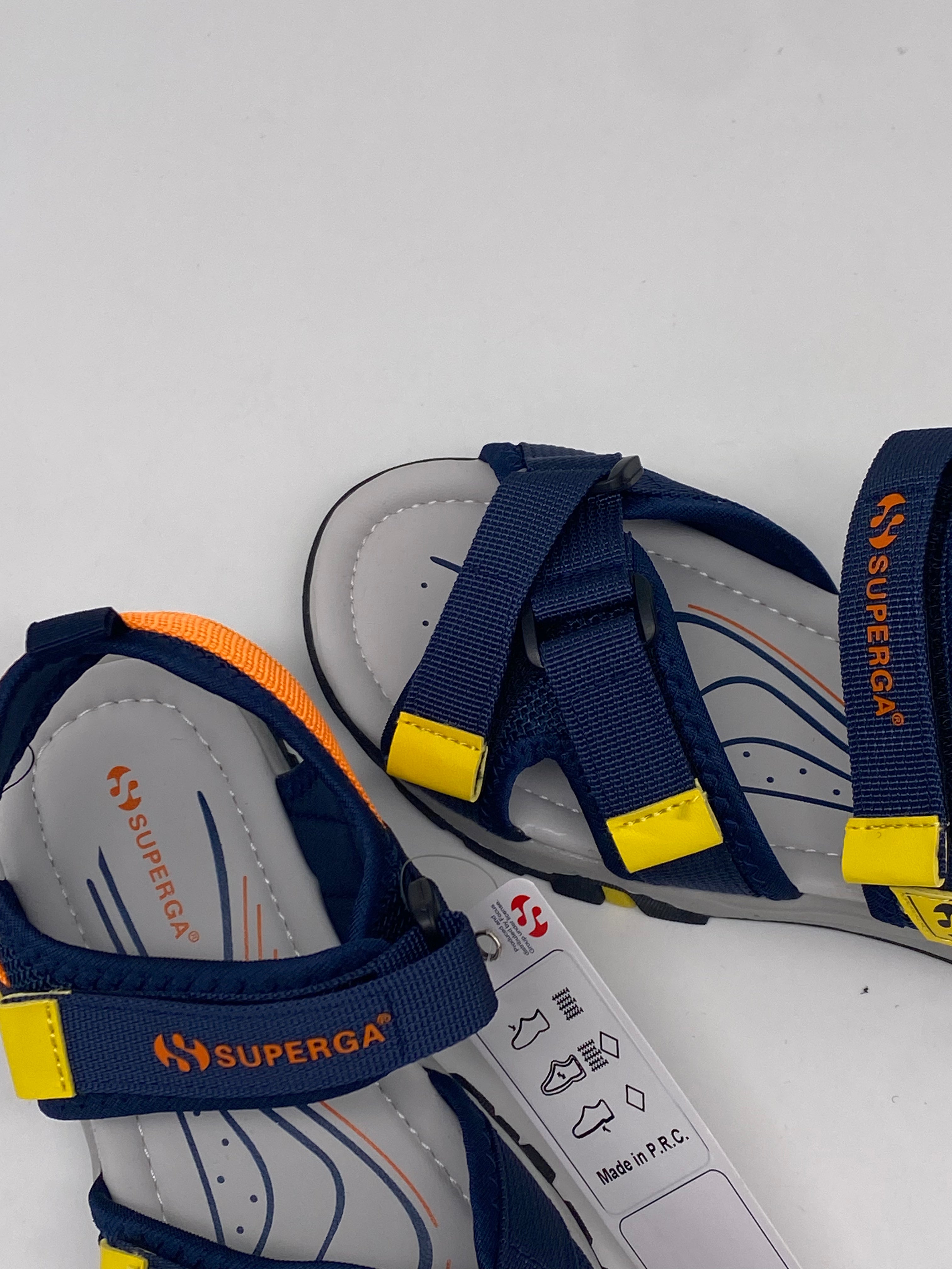 SUPERGA - Sandali Velcro Blu/Arancio - BAM