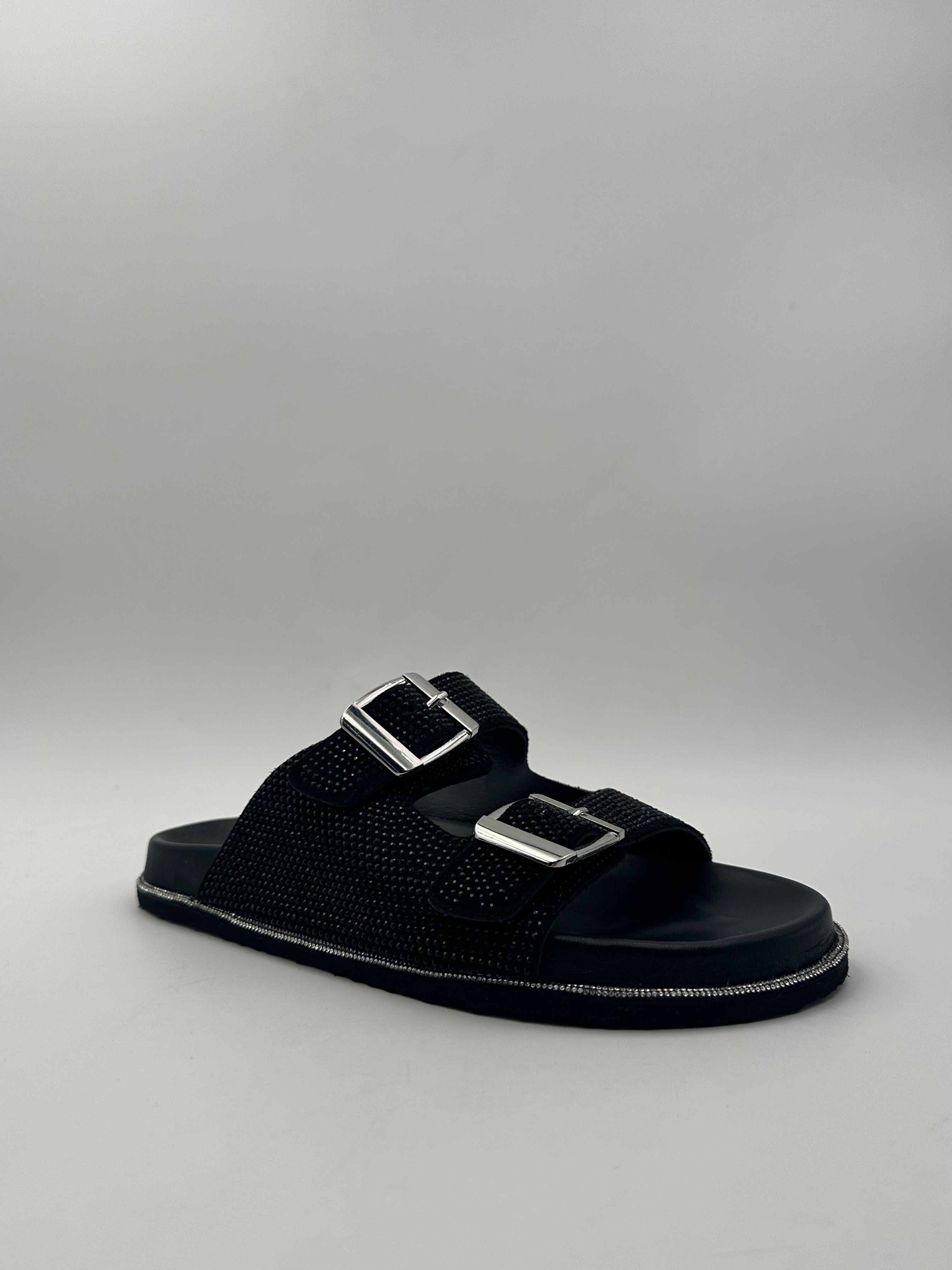 Pregunta - Sandali Fibbia Strass/Nero