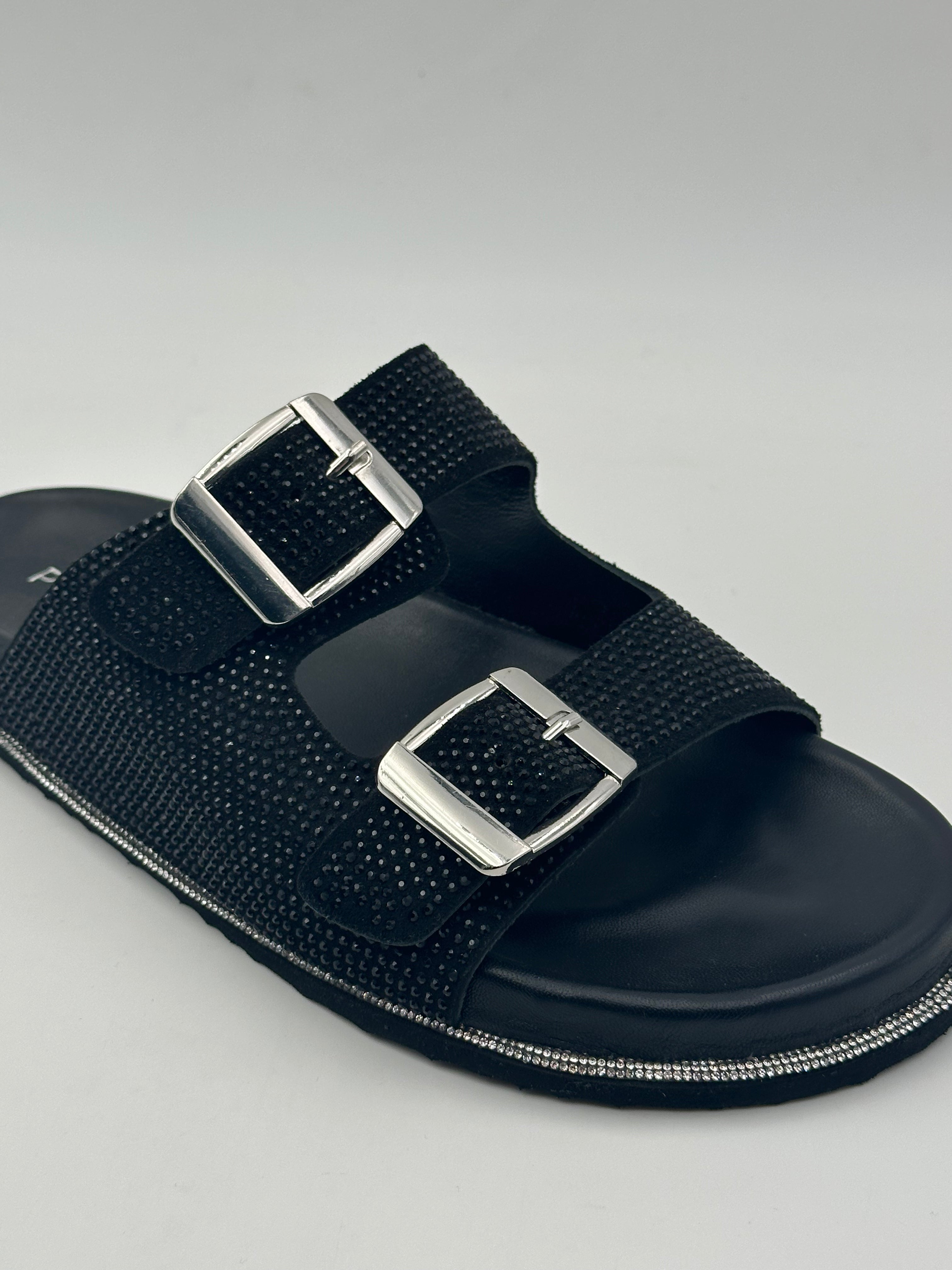Pregunta - Sandali Fibbia Strass/Nero