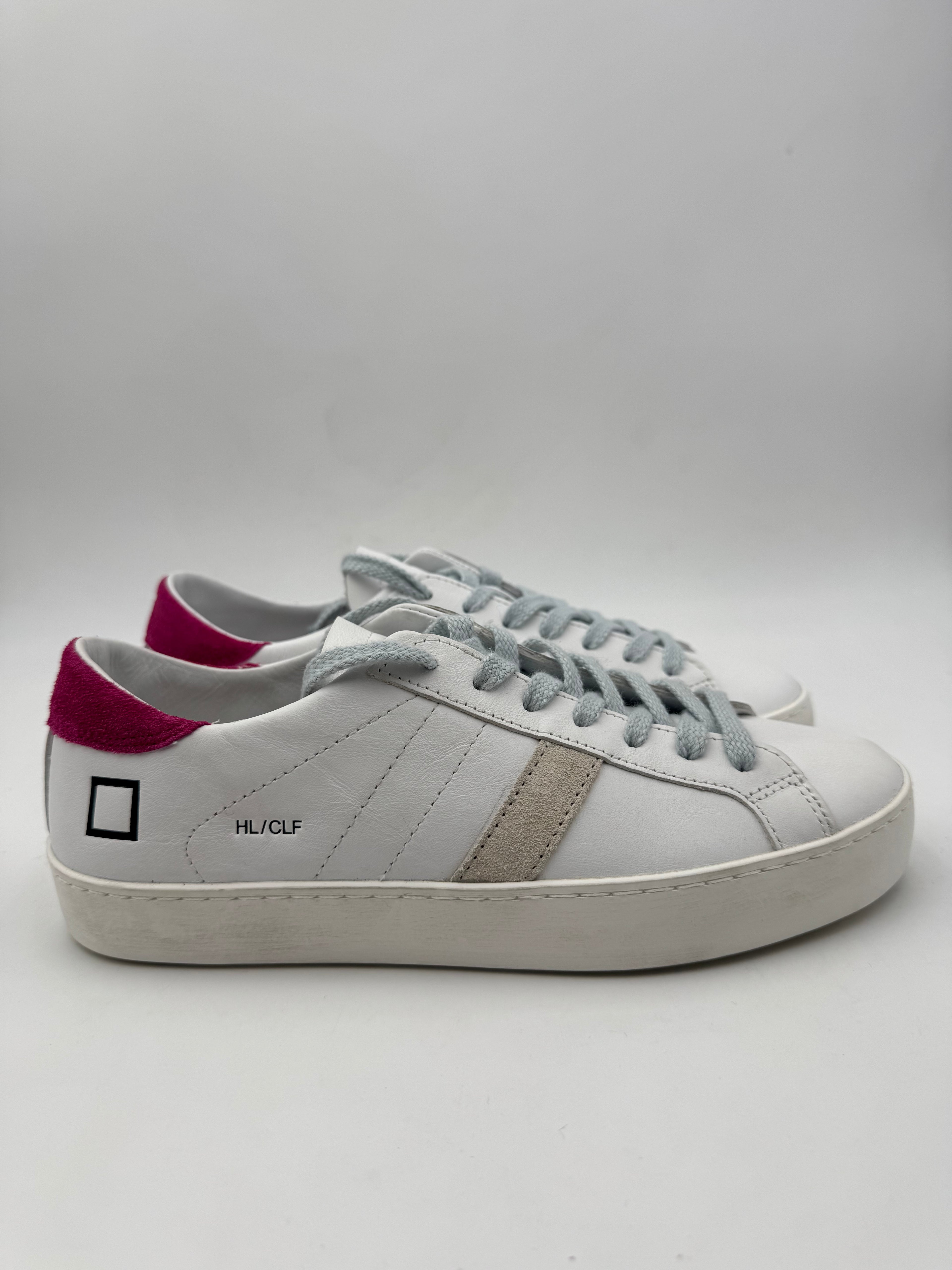 D.A.T.E. HILL LOW CALF WHITE/FUXIA