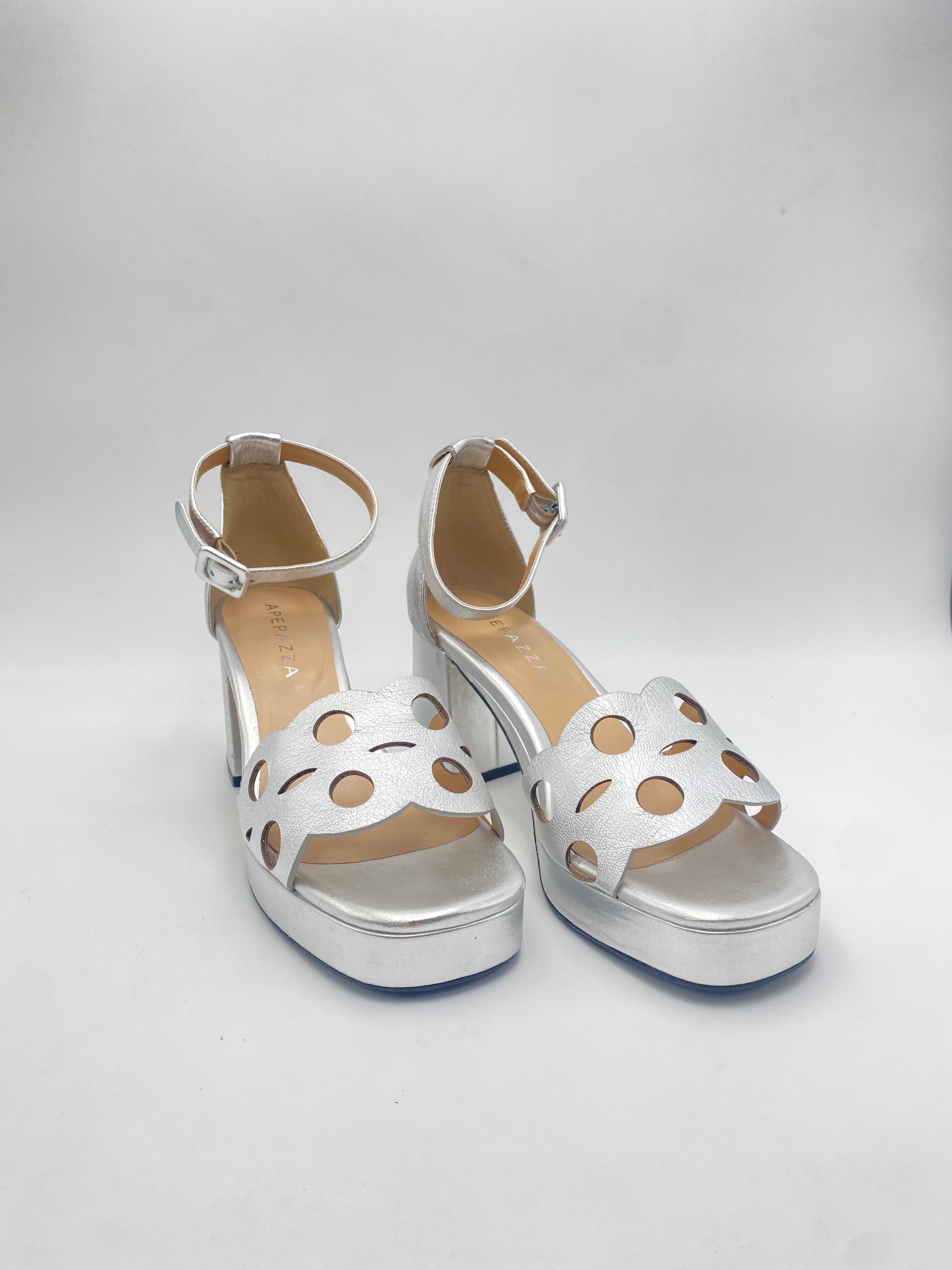 APEPAZZA - Sandalo con tacco in Argento Metallic - Donna