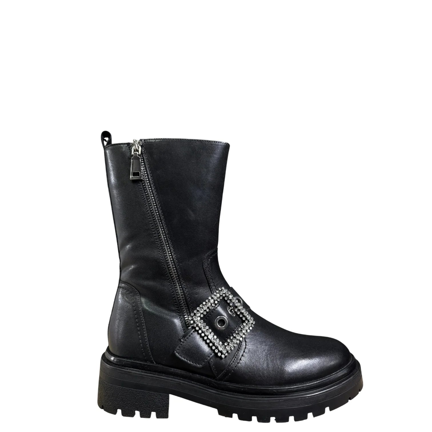 APE PAZZA-Stivaletti F3COMBAT49 in pelle nero