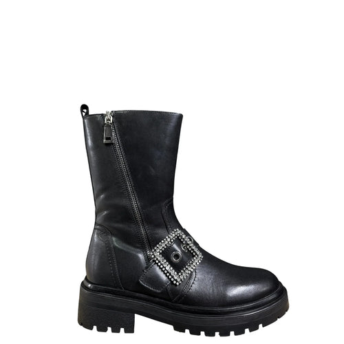 APE PAZZA-Stivaletti F3COMBAT49 in pelle nero
