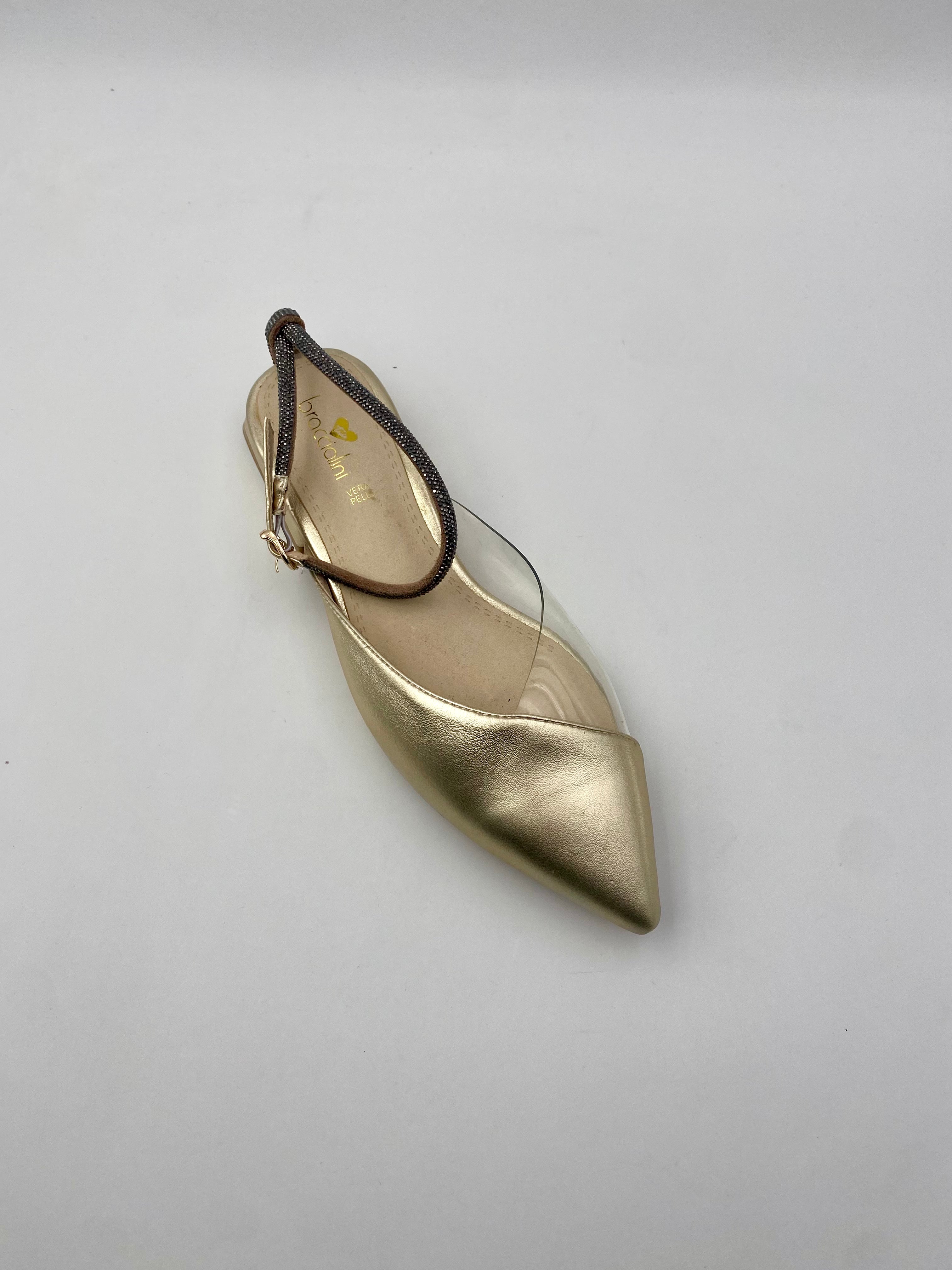 Braccialini -  Ballerine Laminate Nera/Oro - F77C