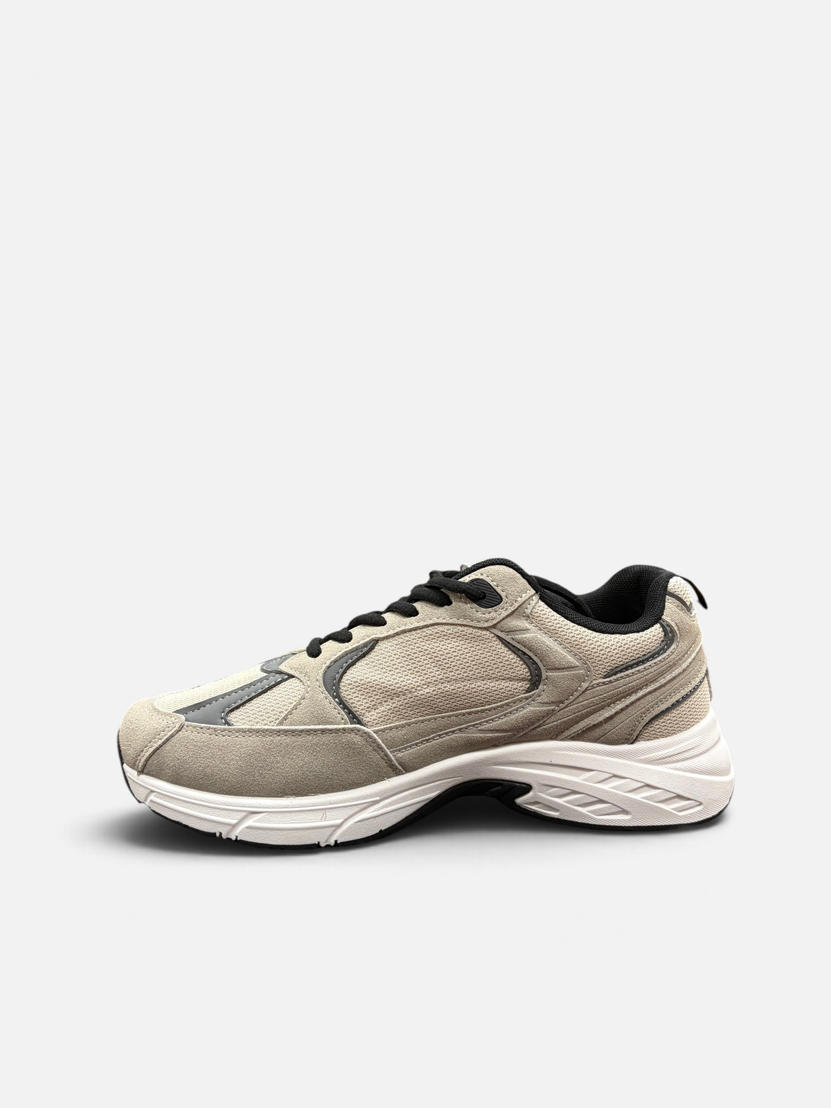 Sneakers da uomo Le Cooper Palmer beige e grigie con inserti in mesh e camoscio, vendute da Alex Calzature