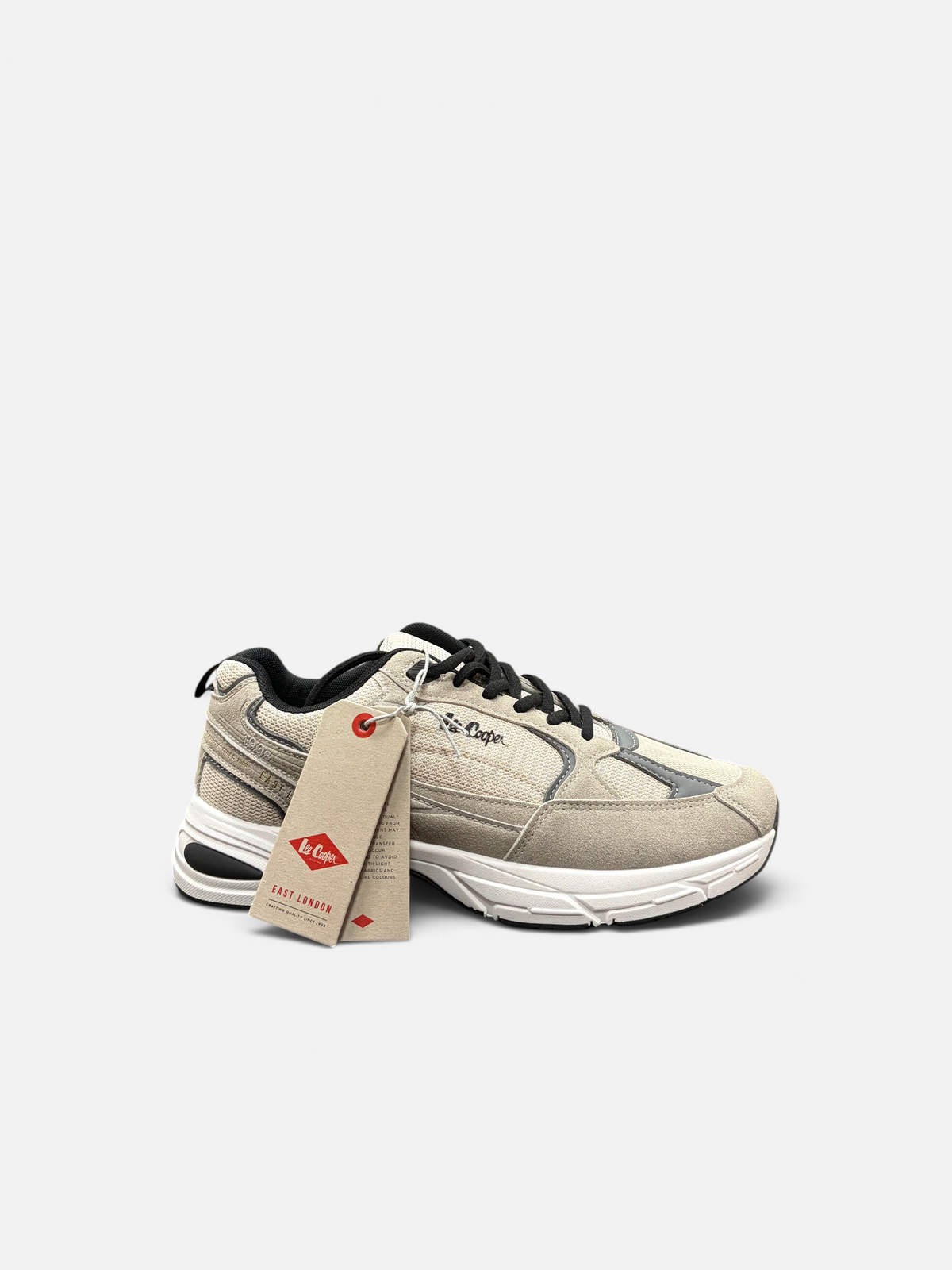 Sneakers da uomo Alex Calzature Le Cooper Palmer in beige e grigio con dettagli in mesh e suola bianca ammortizzata
