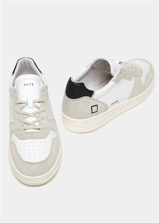 D.A.T.E. UOMO COURT VINTAGE CALF WHITE-BLACK