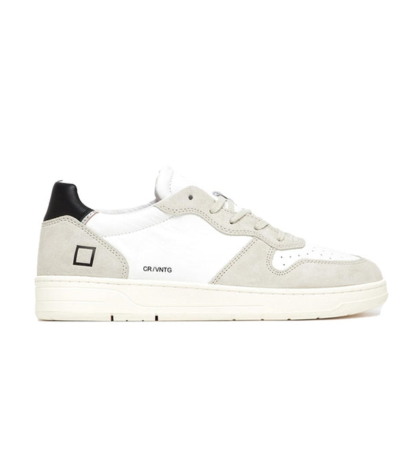 D.A.T.E. UOMO COURT VINTAGE CALF WHITE-BLACK